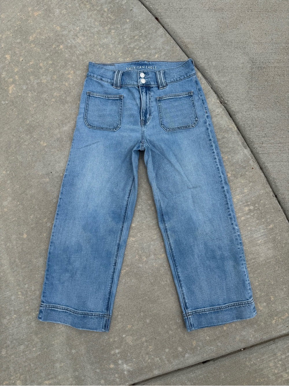 American Eagle Outfitters Light Blue Stovepipe Crop Wide-Leg Jeans